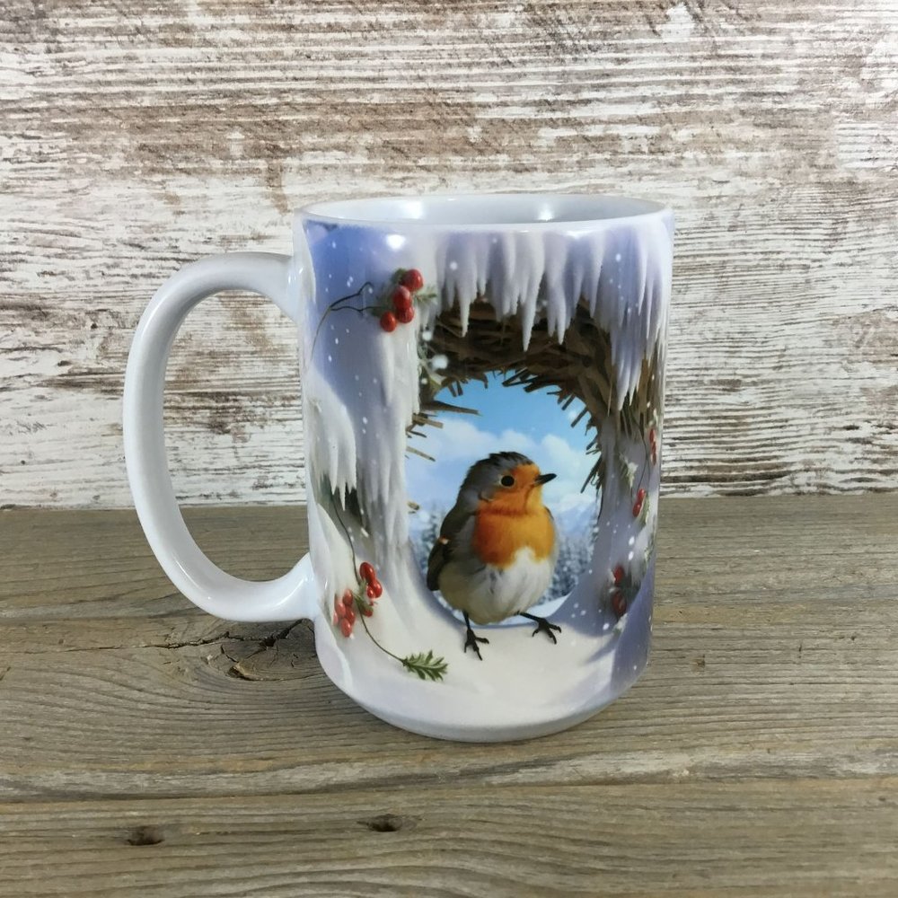 3d Winter Bird 15 oz Ceramic Coffee Mug